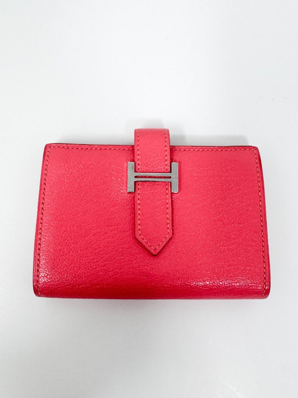 Hermes Rose Azalee Chevre Mini Bearn Wallet